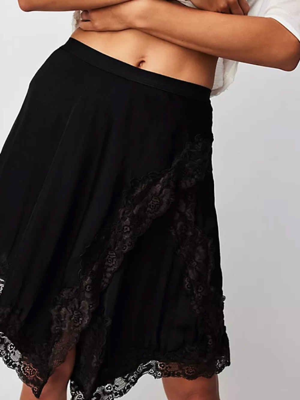 Free People Black Lace Asymmetrical Skirt NWT M